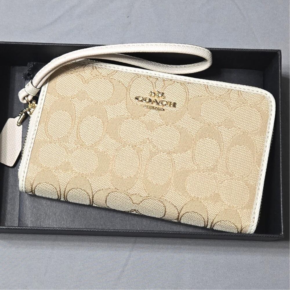 COACH Medium Double Zip Wristlet in Signature Canvas
